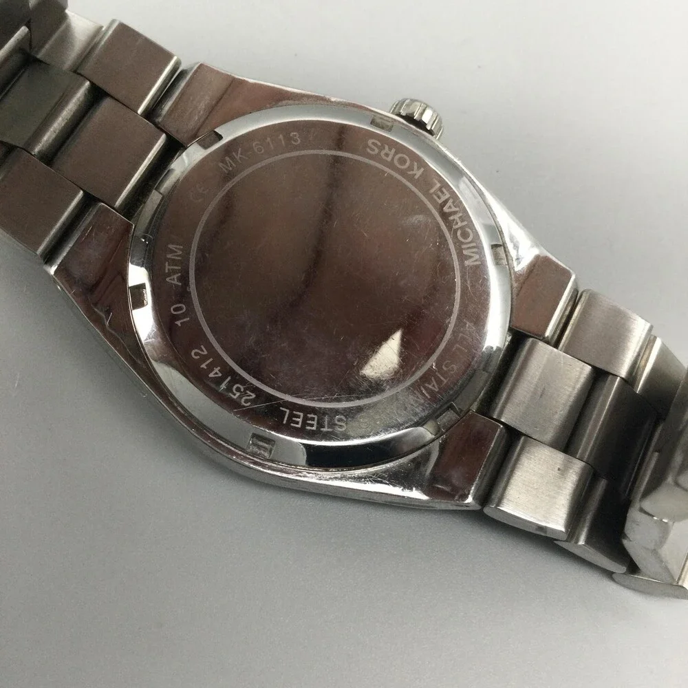 Michael Kors MK-6113 Channing Shimmer Womens Watch 38mm Black New Battery 7.5